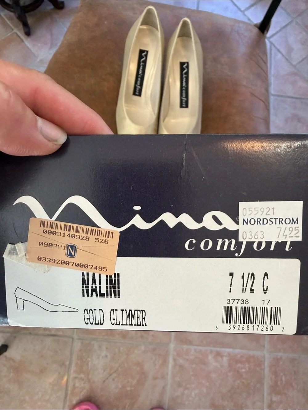 Nina Confort Nalini Gold Glimmer Mid-Heel Pumps for Women